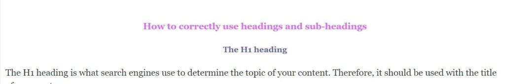 H1 headings example of how to use H1 and H2 headings